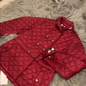Burberry dark plum quilted girl jacket size 12y.